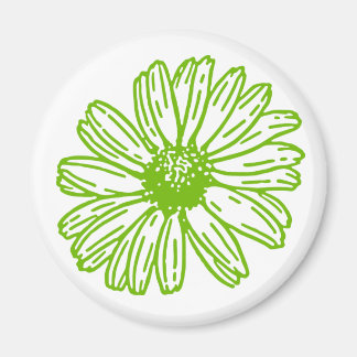 Chartreuse Green Daisy Print, Hippie Blume Print Magnet