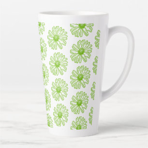 Chartreuse Green Daisy Print, Hippie Blume Print Milchtasse