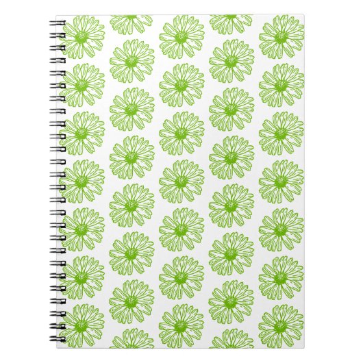 Chartreuse Green Daisy Print, Hippie Blume Print Notizblock (Vorderseite)