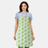 Chartreuse Green Daisy Print, Hippie Blume Print Schürze (Getragen)