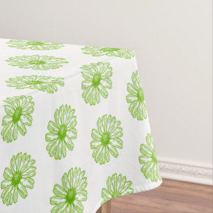 Chartreuse Green Daisy Print, Hippie Blume Print Tischdecke