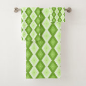 Chartreuse green diamond pattern badhandtuch set (Insitu)