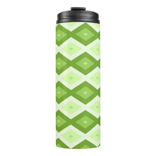 Chartreuse green diamond pattern thermosbecher (Vorderseite)