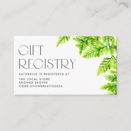 Chartreuse Green Fern Blätter Baby Showregister Begleitkarte