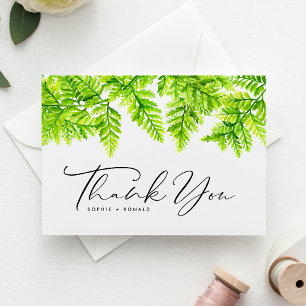 Chartreuse Green Fern Blätter Hochzeit Vielen Dank Postkarte
