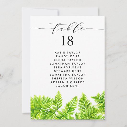 Chartreuse Green Fern Blätter Hochzeitsplan Einladung (Vorderseite)