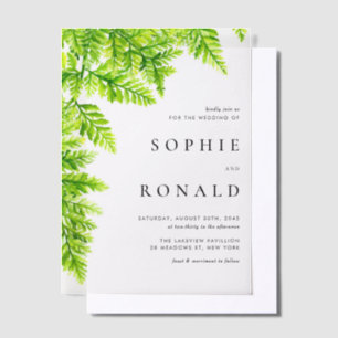 Chartreuse Green Fern Blätter Woodland Wedding Pergament Einladungen