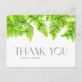 Chartreuse Green Ferns Wedding Vielen Dank Postkarte (Vorderseite)
