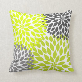 Chartreuse Green Gray Dahlia Mod Decke Sofa Kopfki Kissen