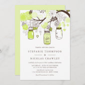 Chartreuse Green Hanging Mason Jars Wedding Einladung (Vorne/Hinten)