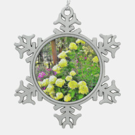 Chartreuse Green Limelight Hydrangea Garden Schneeflocken Zinn-Ornament
