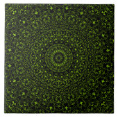 Chartreuse Green Mandala mit Fettsymmetrie Fliese (Vorderseite)