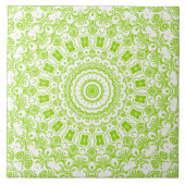 Chartreuse Green Mandala Muster Fliese (Vorderseite)