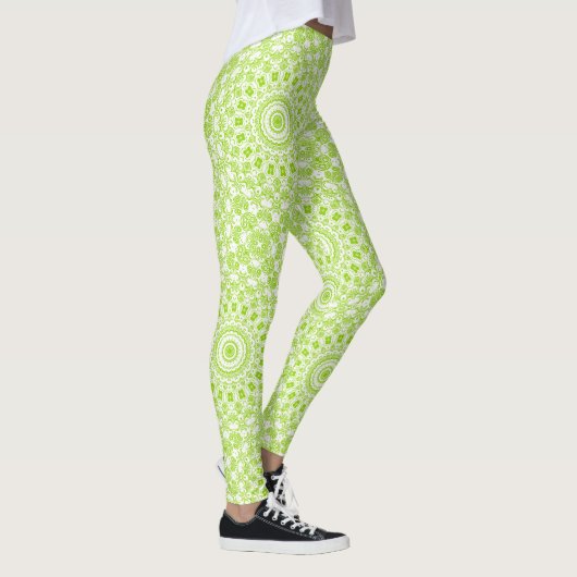 Chartreuse Green Mandala Muster Leggings (Rechts)