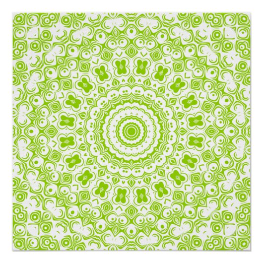 Chartreuse Green Mandala Muster Poster (Vorderseite)