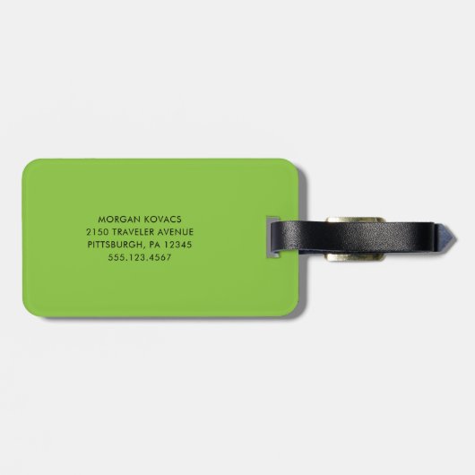 Chartreuse Green | Modernes Monogramm Gepäckanhänger (Rückseite horizontal)