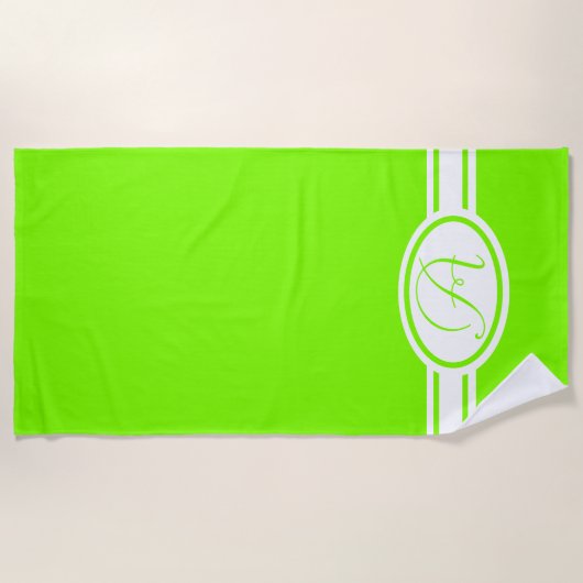 Chartreuse green monogramm strandtuch (Vorderseite)