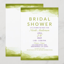 Chartreuse Green Watercolor Chic Brautparty Einladung