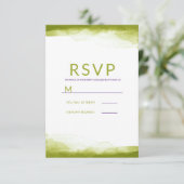 Chartreuse Green Watercolor Modernes Wedding RSVP Karte (Stehend Vorderseite)