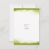 Chartreuse Green Watercolor Modernes Wedding RSVP Karte (Rückseite)