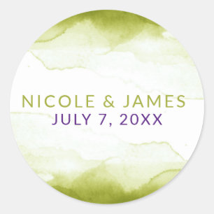Chartreuse Grün Aquarell Moderne Chic Hochzeit Runder Aufkleber