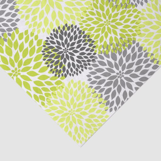 Chartreuse grüne graue Dahliemamas mit Blumen Seidenpapier (Ausschnitt)