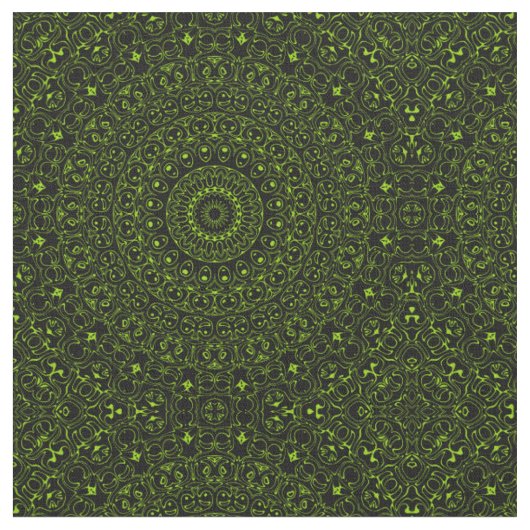 Chartreuse-grüner Mandala mit kühner Symmetrie Stoff (Nahaufnahme)