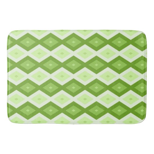 Chartreuse grünes Diamantmuster Badematte (Vorderseite)