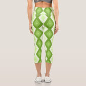 Chartreuse grünes Diamantmuster Capri Leggings (Rückseite)