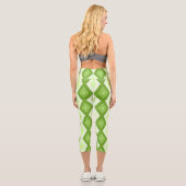 Chartreuse grünes Diamantmuster Capri Leggings (Rückseite)