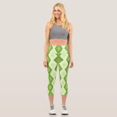 Chartreuse grünes Diamantmuster Capri Leggings (Vorderseite)
