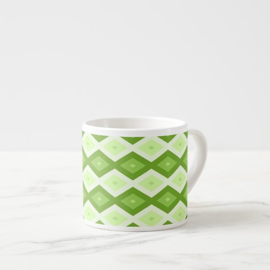Chartreuse grünes Diamantmuster Espressotasse (Vorderseite Rechts)