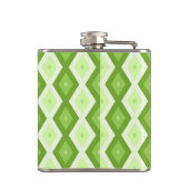 Chartreuse grünes Diamantmuster Flachmann (Rückseite)