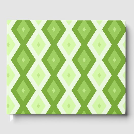 Chartreuse grünes Diamantmuster Gästebuch (Vorderseite)