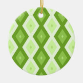 Chartreuse grünes Diamantmuster Keramik Ornament (Vorne)