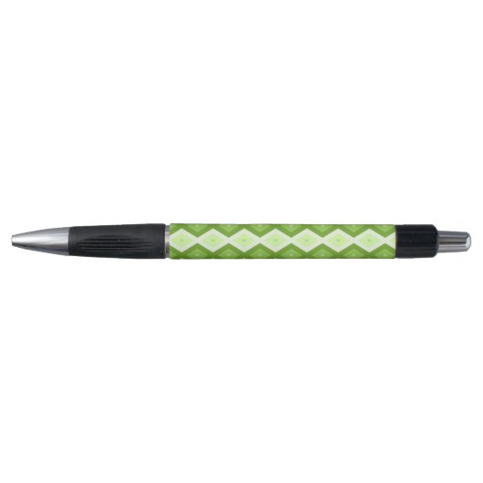 Chartreuse grünes Diamantmuster Kugelschreiber (Vorderseite)