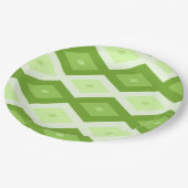 Chartreuse grünes Diamantmuster Pappteller (Schrägansicht)