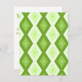 Chartreuse grünes Diamantmuster RSVP Karte (Vorne/Hinten)
