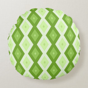 Chartreuse grünes Diamantmuster Rundes Kissen