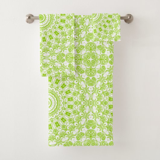 Chartreuse-grünes Mandala-Muster Badhandtuch Set (Insitu)