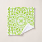 Chartreuse-grünes Mandala-Muster Badhandtuch Set (Waschlappen)