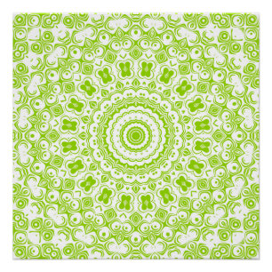 Chartreuse Grünes Mandala-Muster Poster