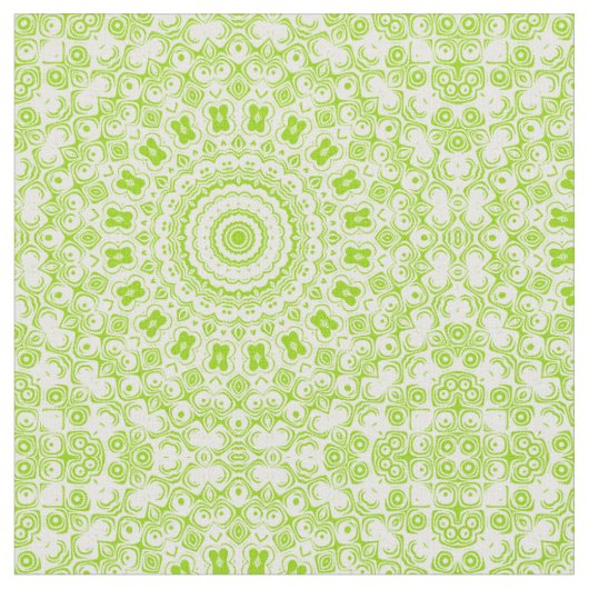Chartreuse Grünes Mandala-Muster Stoff (Nahaufnahme)