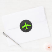 Chartreuse, grünes Neonflugzeug Runder Aufkleber (Umschlag)