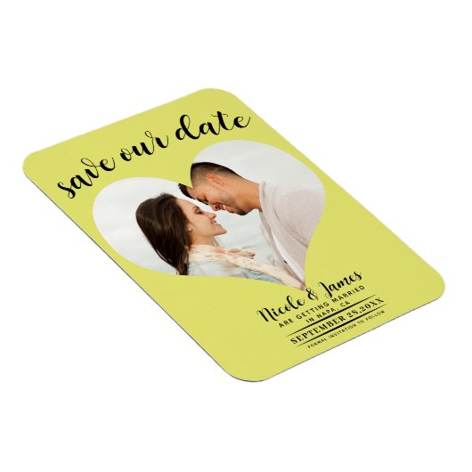 Chartreuse Heart Foto Wedding Save the Date Magnet (Rechte Seite)