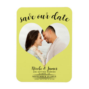 Chartreuse Heart Foto Wedding Save the Date Magnet