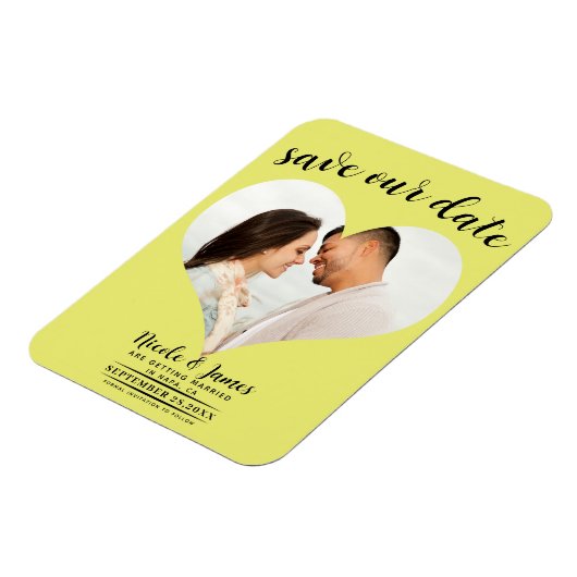 Chartreuse Heart Foto Wedding Save the Date Magnet (Linke Seite)