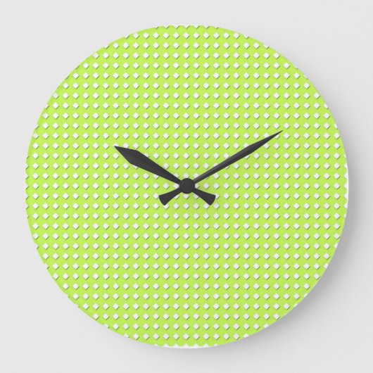Chartreuse Hellgrünes Diamantmuster Große Wanduhr (Vorderseite)