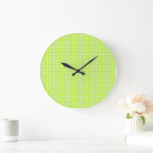 Chartreuse Hellgrünes Diamantmuster Große Wanduhr (Zuhause)