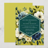 Chartreuse Indigo Bloom Hochzeit Einladung (Vorne/Hinten)